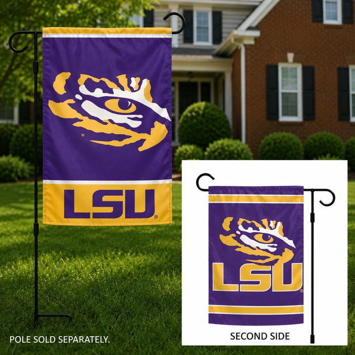 LSU Tigers 2 Sided Garden Flag Double Logo Tiger Eye heartlandflags