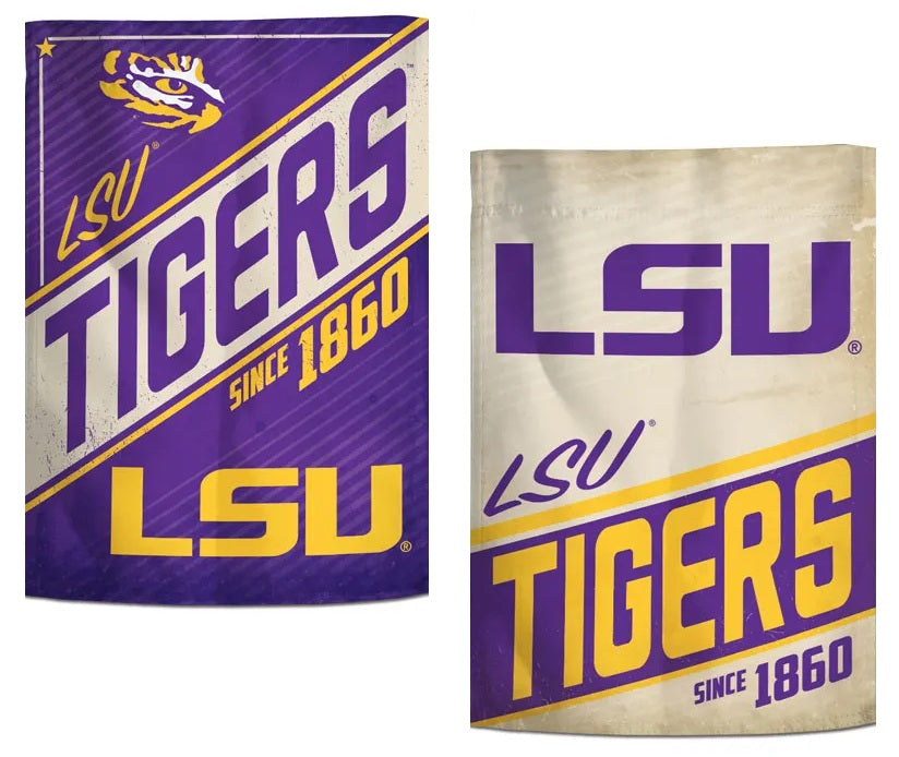LSU Tigers Garden Flag 2 Sided Retro Logo heartlandflags