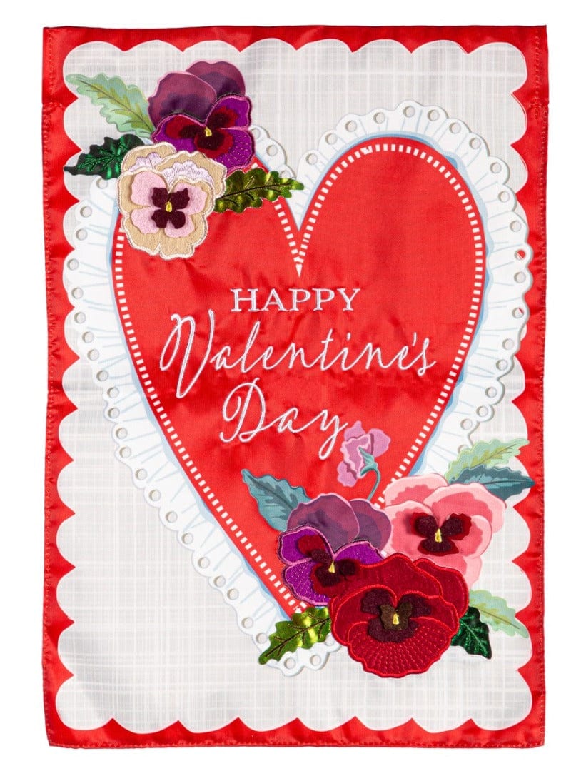 Lace Heart Valentine Garden Flag 2 Sided Applique heartlandflags