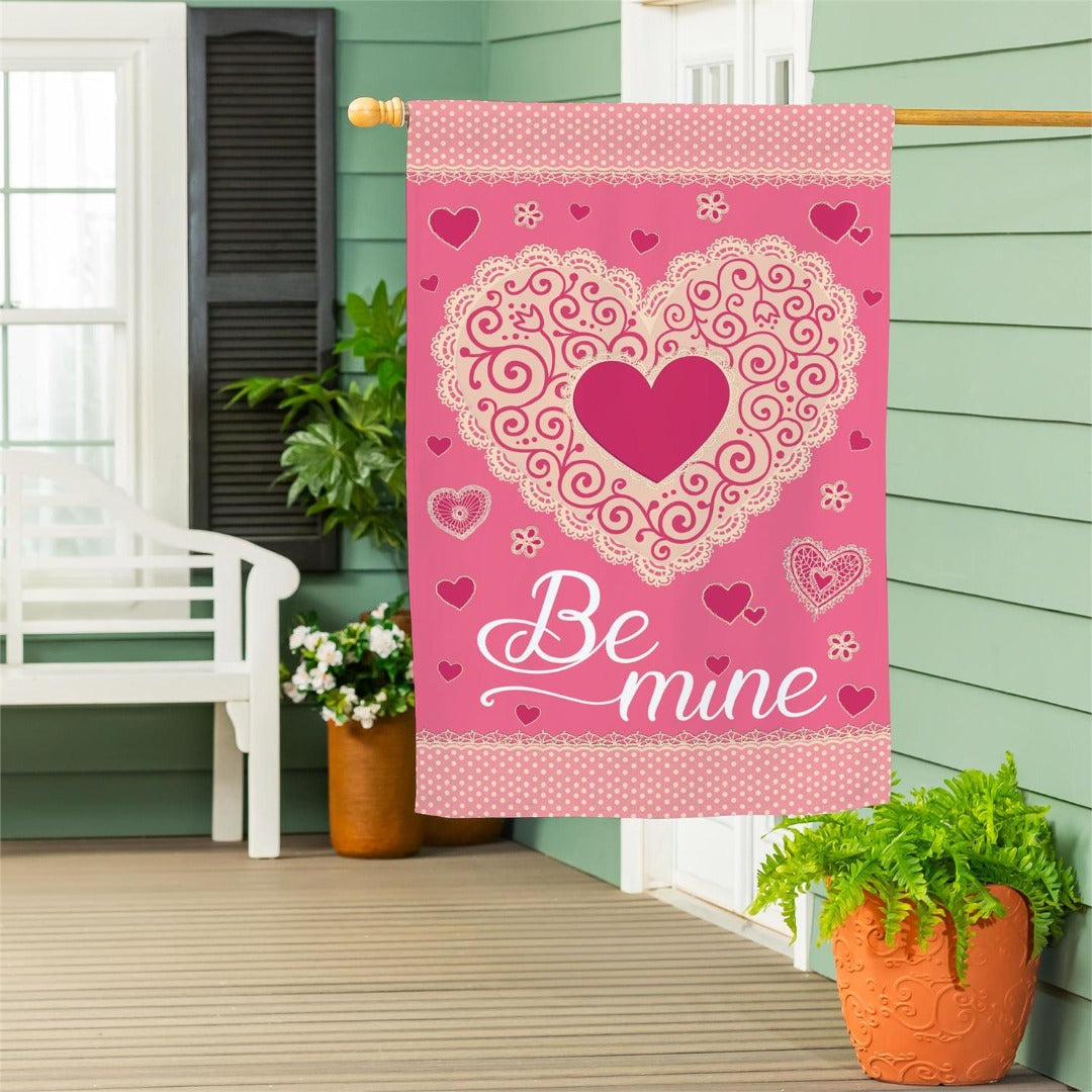 Laced Heart Be Mine 2 Sided Banner heartlandflags