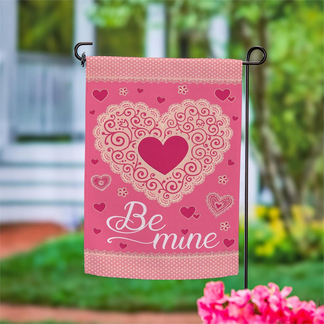 Laced Heart Be Mine 2 Sided Garden Flag heartlandflags