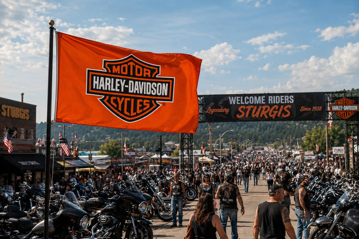 Harley Davidson 2 Sided Orange 4x6 Flag