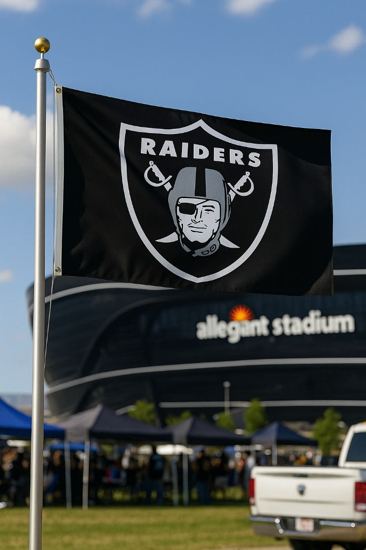 Las Vegas Raiders Flag 3x5 Black 2 Sided Logo heartlandflags