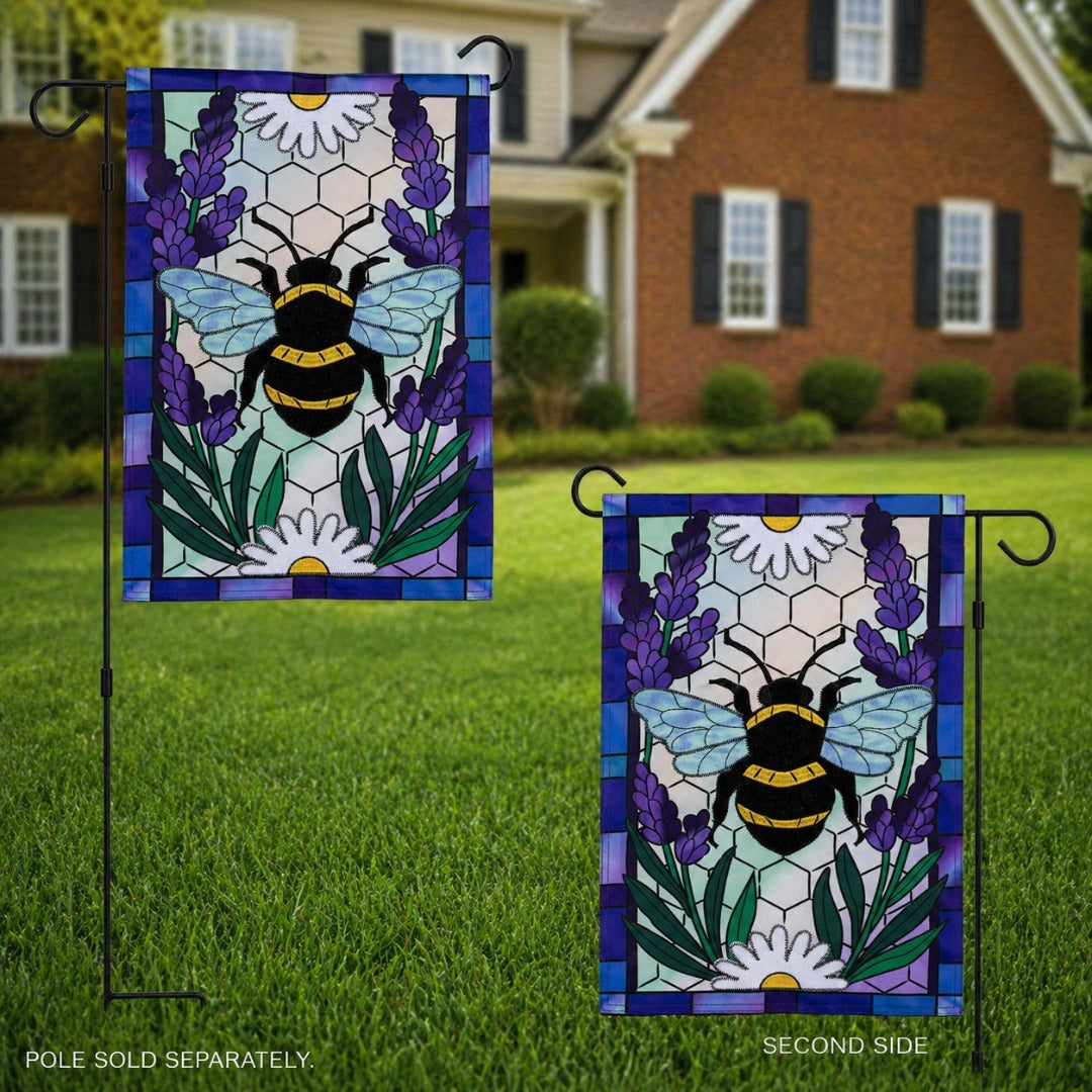 Lavender Honey Bee 2 Sided Garden Flag heartlandflags