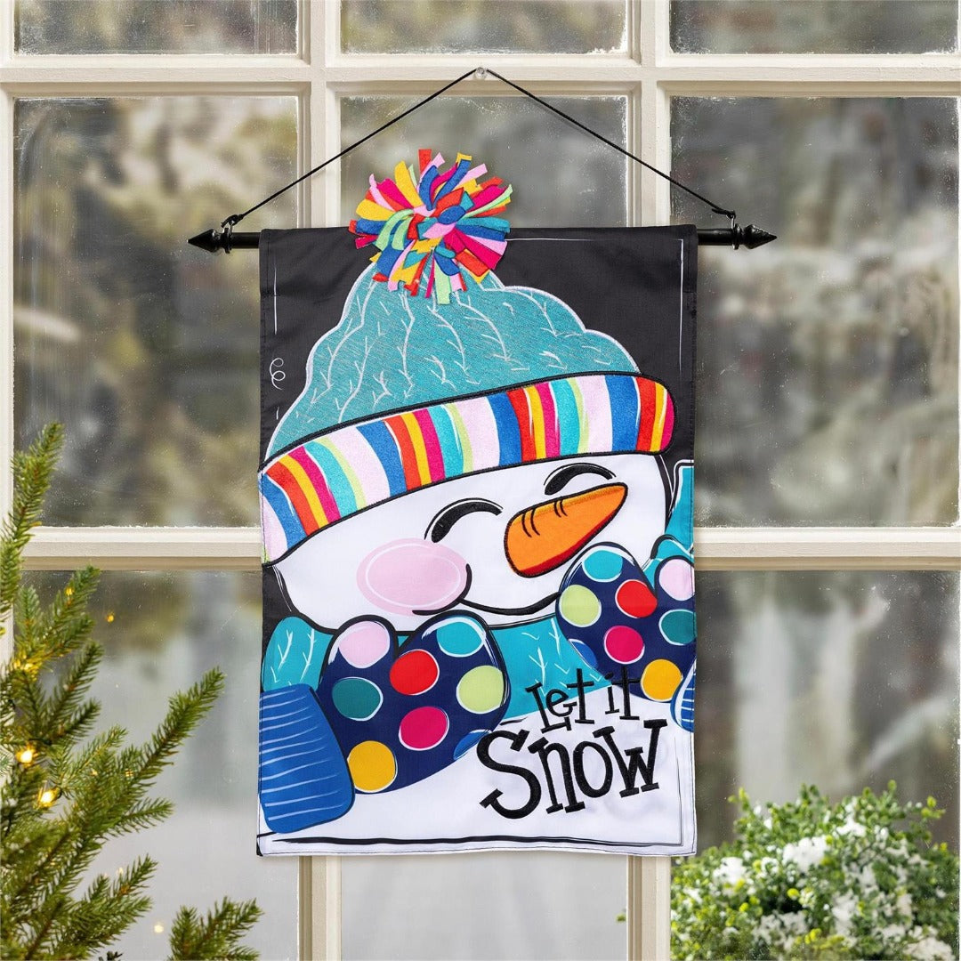 Let It Snow-Man 2 Sided Garden Flag heartlandflags