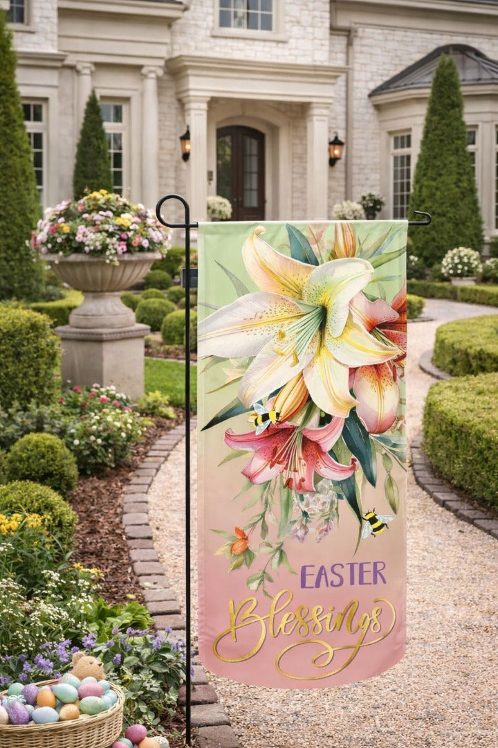 Lily Blessings 2 Sided Easter Long Garden Flag heartlandflags
