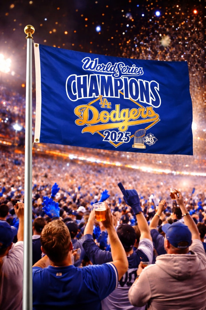 Los Angeles Dodgers 2025 World Series Champions 2 Sided 3x5 Flag heartlandflags