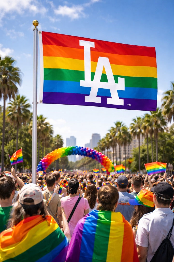 Los Angeles Dodgers Flag 3x5 Pride Rainbow heartlandflags