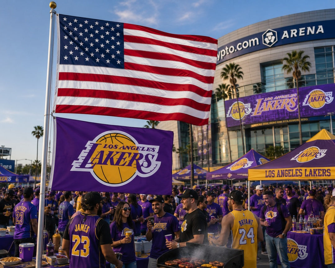 Los Angeles Lakers 2 Sided Purple 3x5 Flag heartlandflags