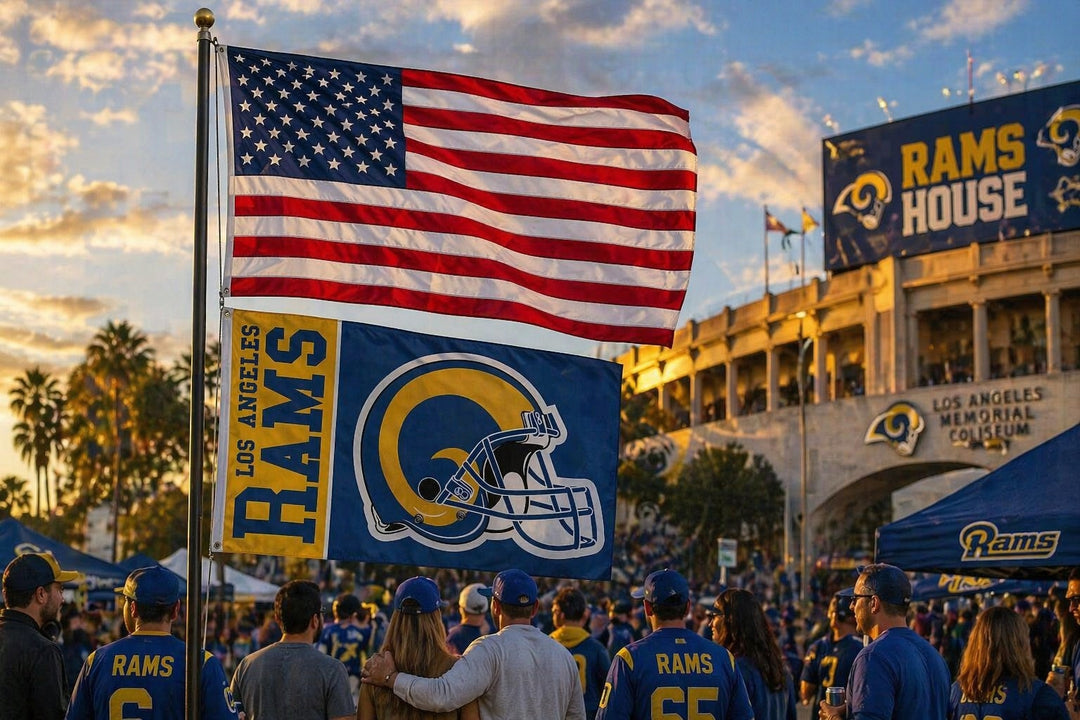 Los Angeles Rams Flag 3x5 Retro Helmet heartlandflags