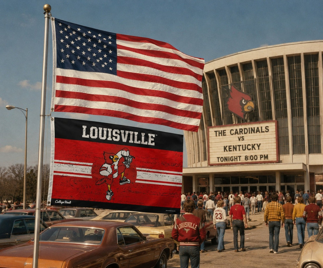 Louisville Cardinals Basketball Retro 3x5 Flag heartlandflags