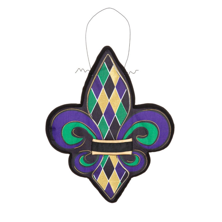 Mardi Gras Door Decoration Hanger Burlap Fleur de Lis heartlandflags