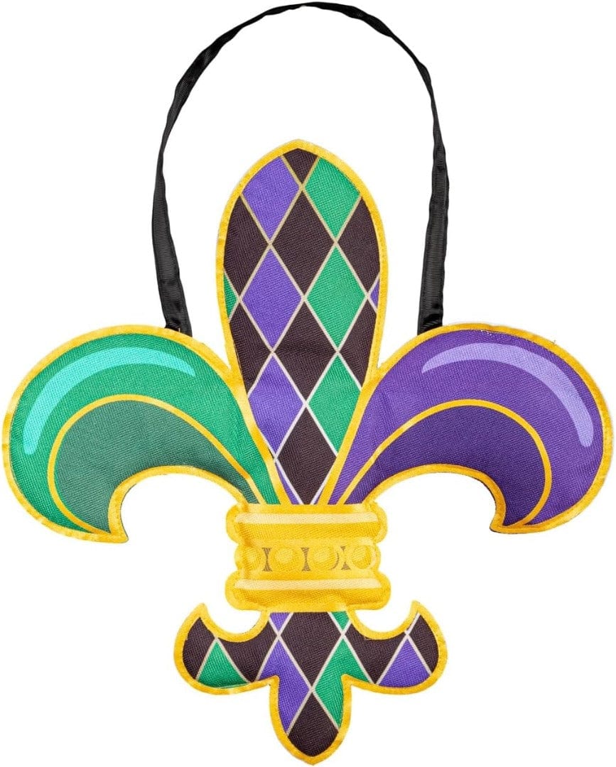 Mardi Gras Door Decoration Hanger Burlap Fleur de Lis heartlandflags