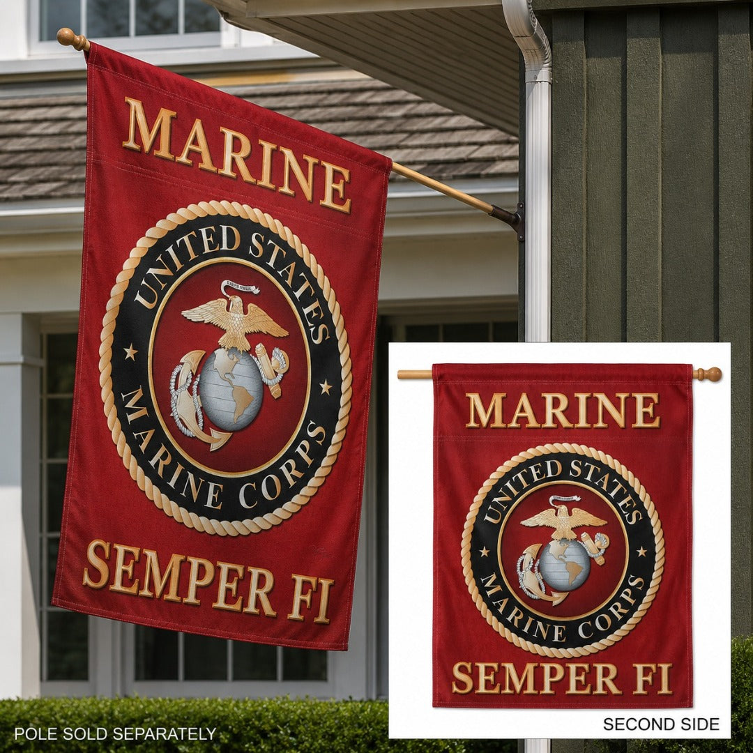 Marines Semper Fi Flag 2 Sided Vertical House Banner heartlandflags