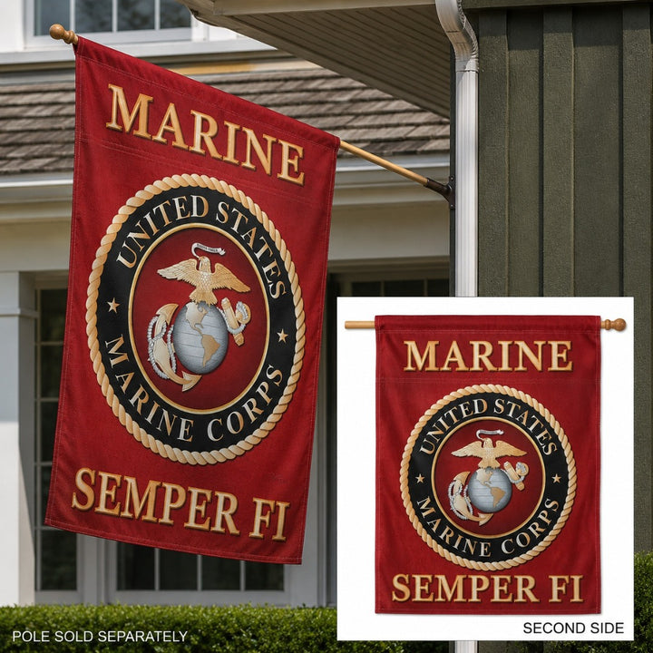 Marines Semper Fi Flag 2 Sided Vertical House Banner heartlandflags