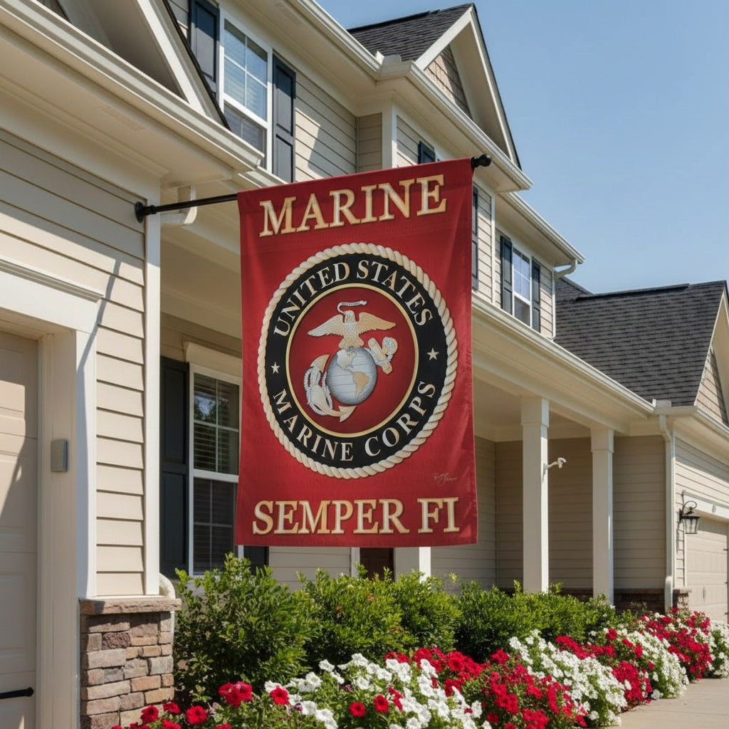 Marines Semper Fi Flag 2 Sided Vertical House Banner heartlandflags