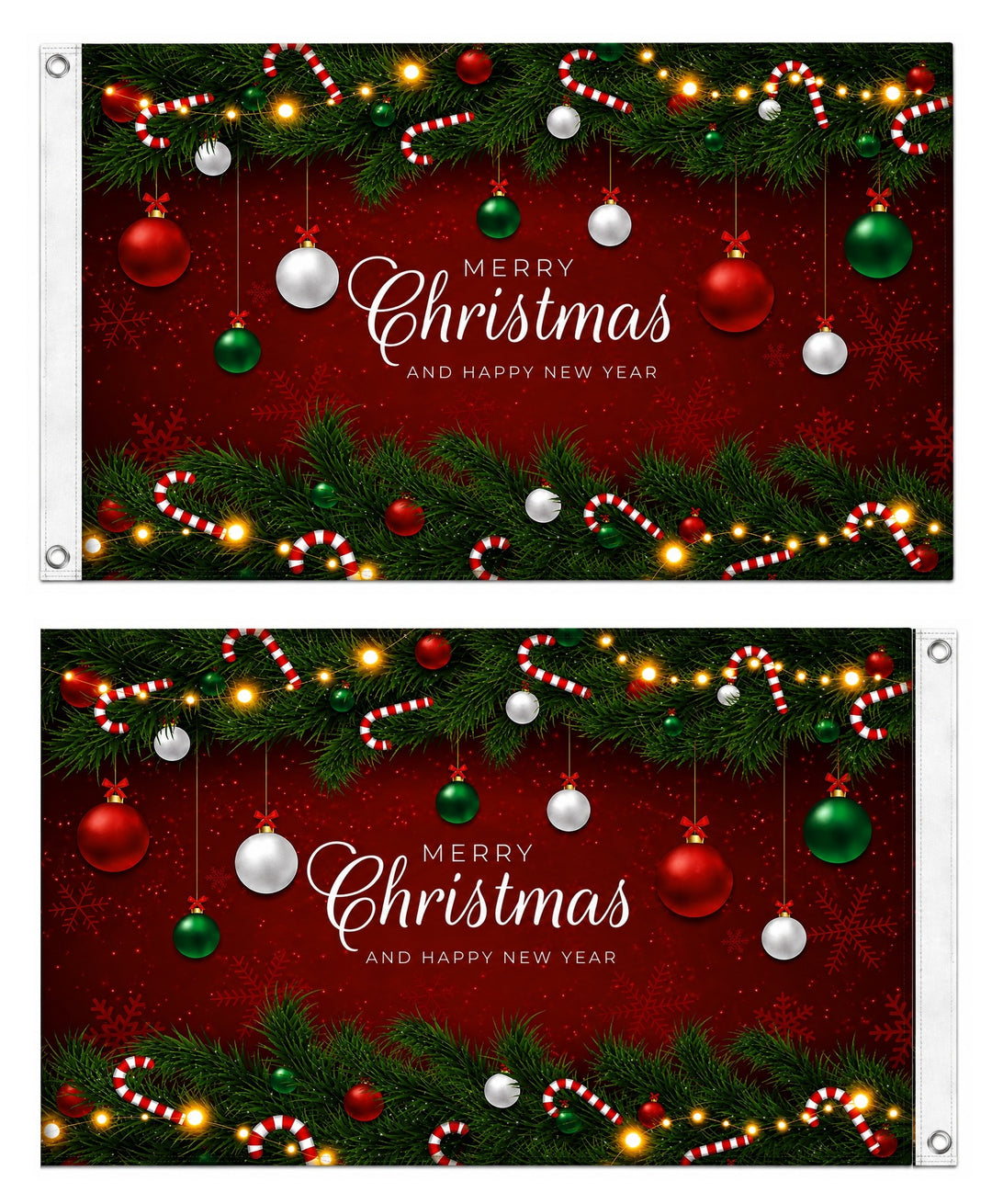 Merry Christmas And Happy New Year 2 Sided 3x5 Flag heartlandflags