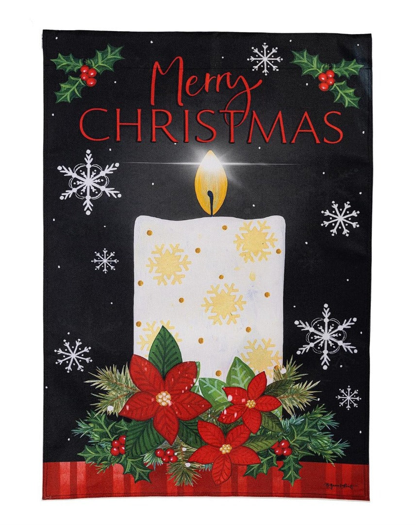 Merry Christmas Candle 2 Sided Banner heartlandflags