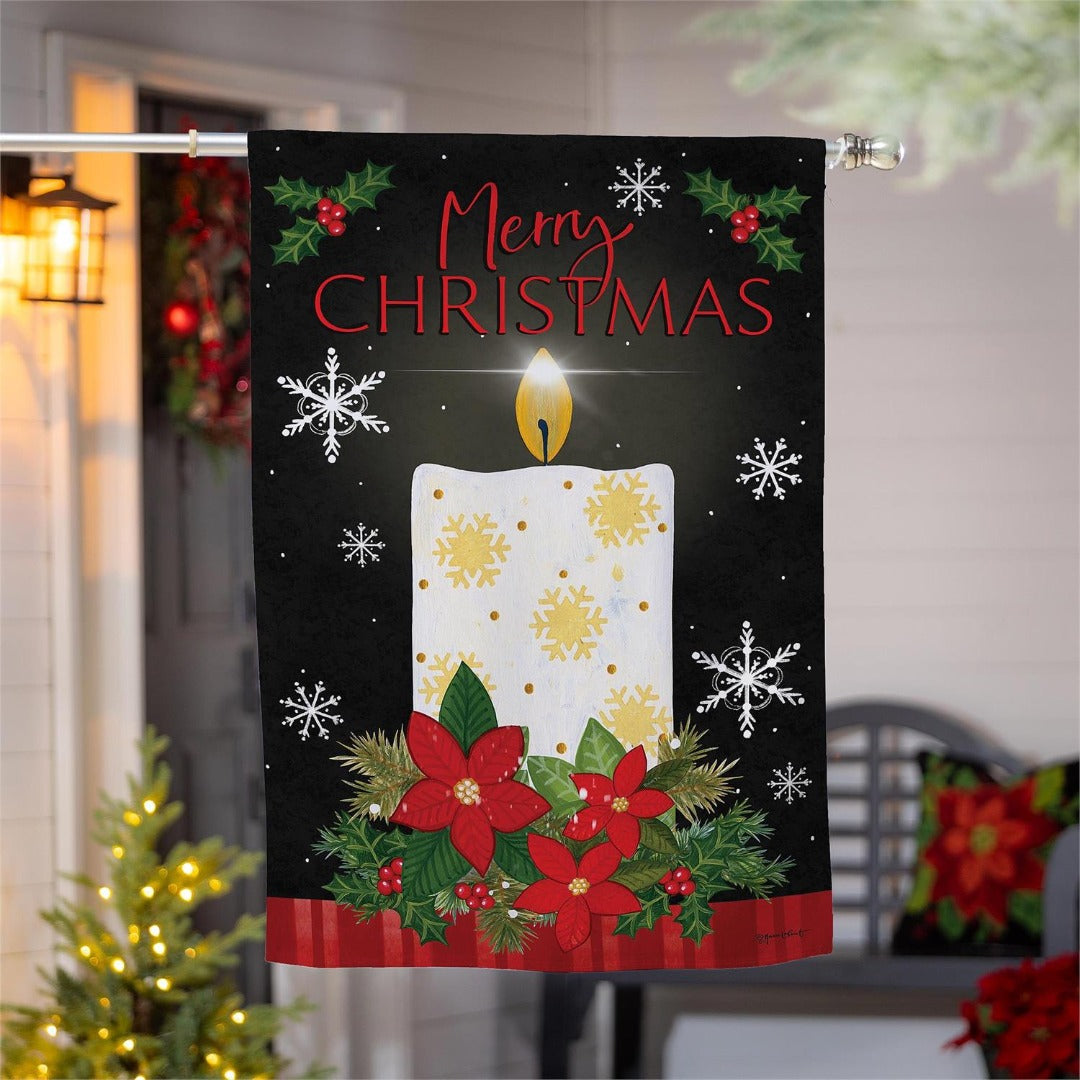 Merry Christmas Candle 2 Sided Banner heartlandflags