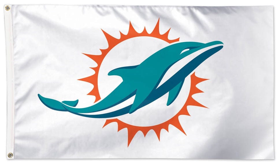 Miami Dolphins Flag 3x5 Logo White heartlandflags