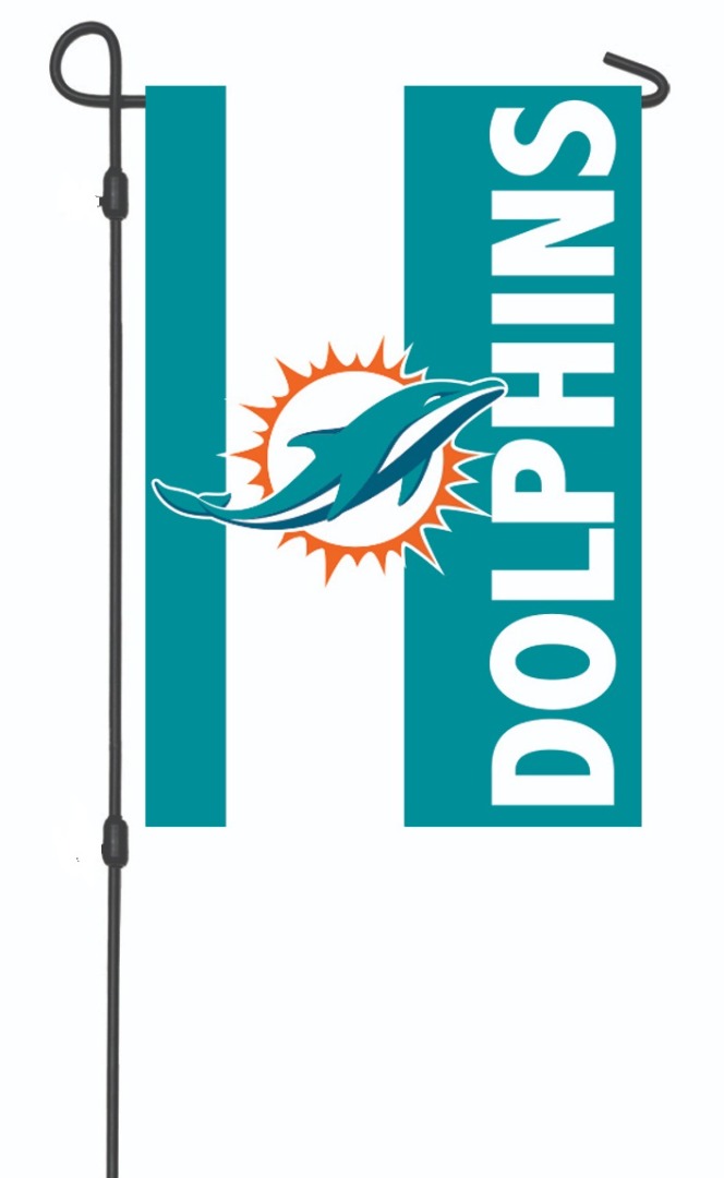 Miami Dolphins Garden Flag 2 Sided Embellished Logo heartlandflags