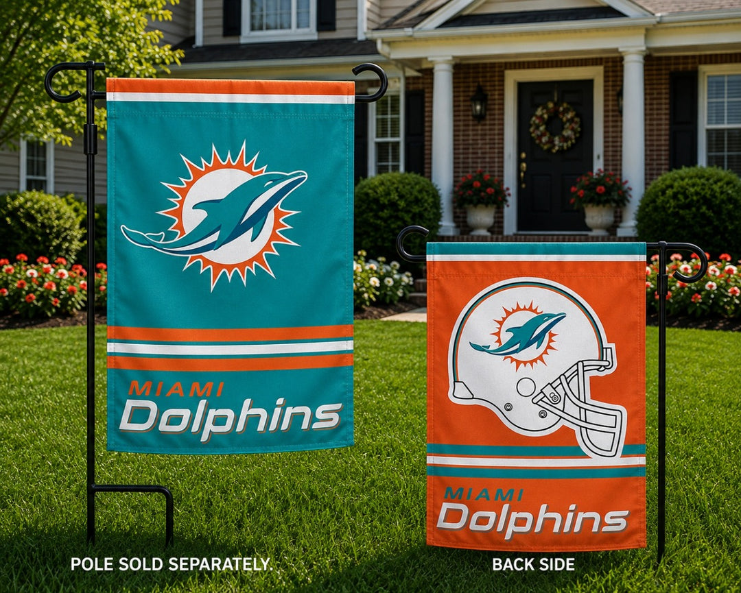 Miami Dolphins Garden Flag 2 Sided Helmet Logo heartlandflags