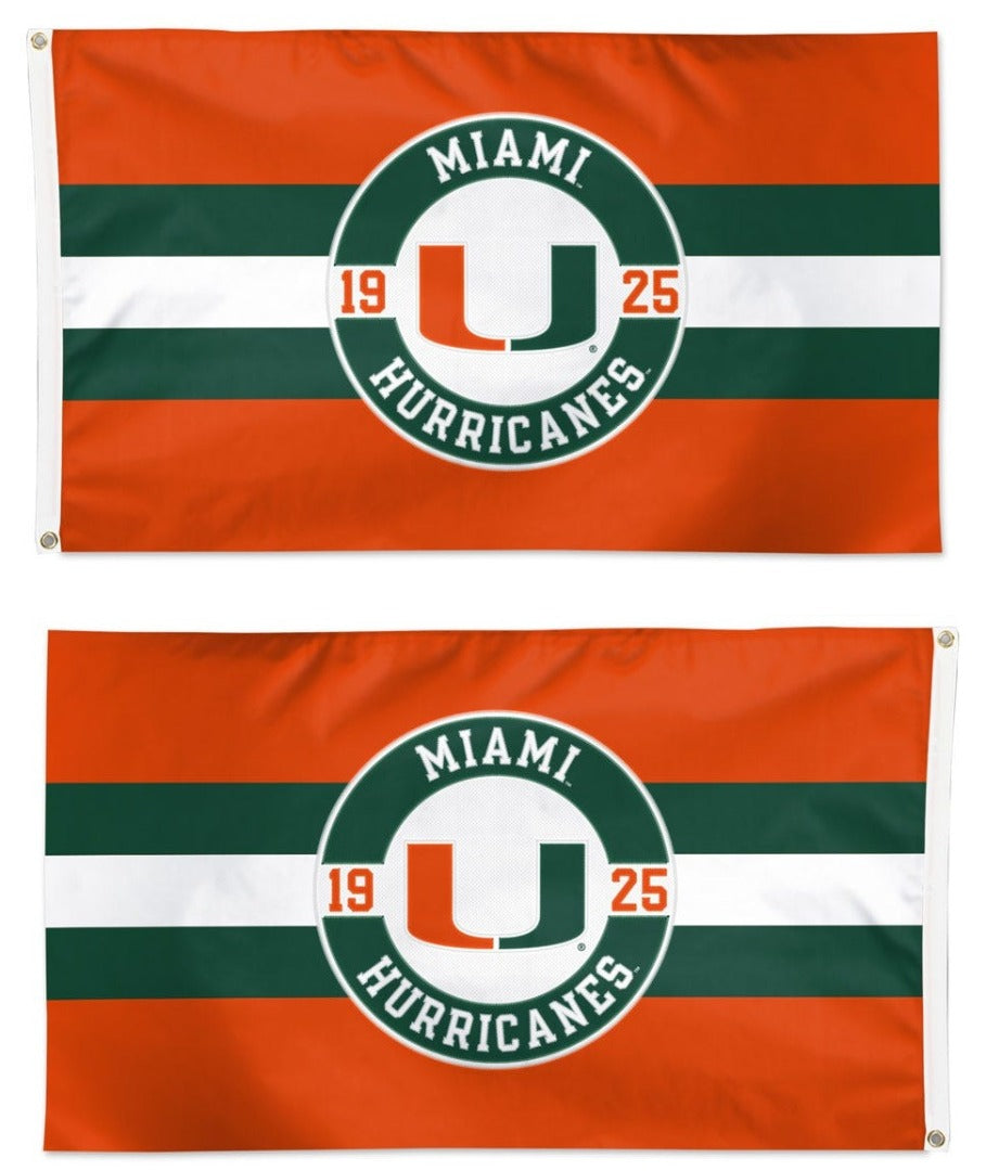 Miami Hurricanes 2 Sided Embroidered 3x5 Flag heartlandflags