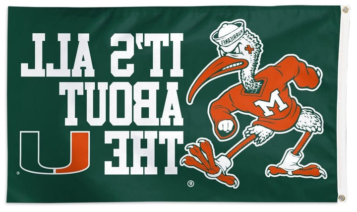 Miami Hurricanes Flag 3x5 Its All About The U Mascot heartlandflags