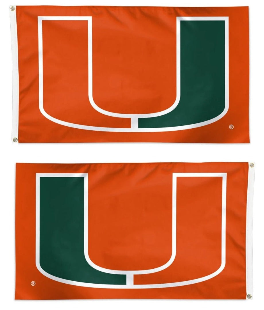 Miami Hurricanes Flag 3x5 Logo Orange heartlandflags