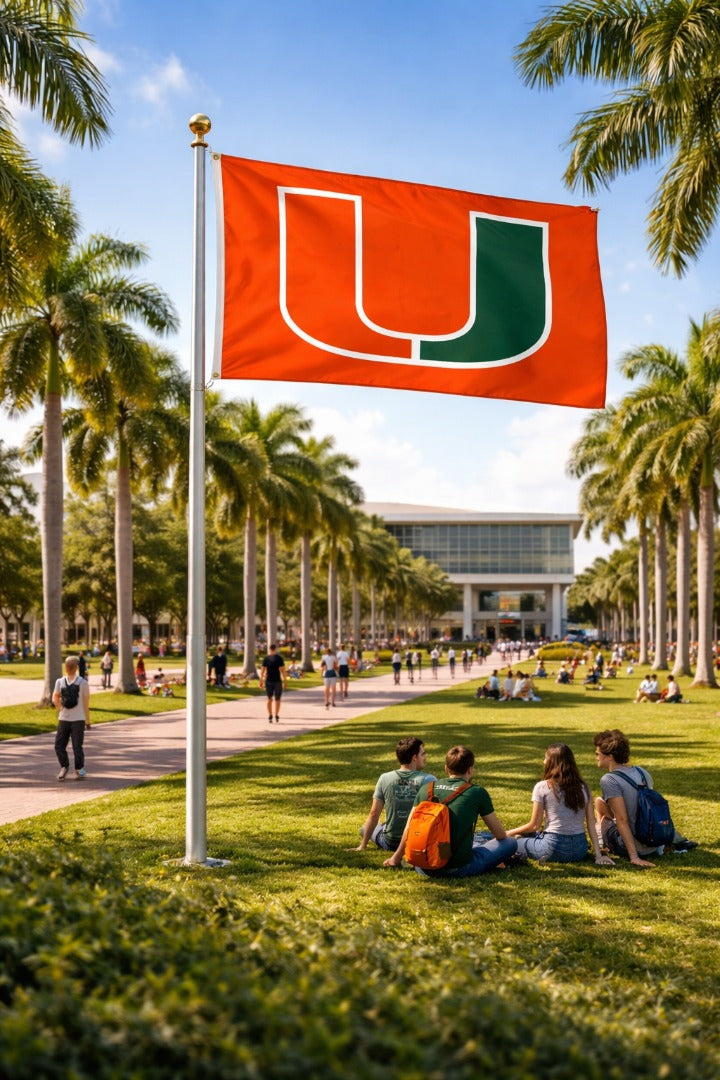 Miami Hurricanes Flag 3x5 Logo Orange heartlandflags