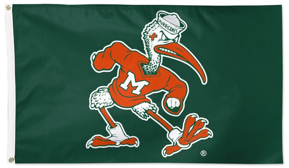 Miami Hurricanes Flag 3x5 Secondary Logo heartlandflags