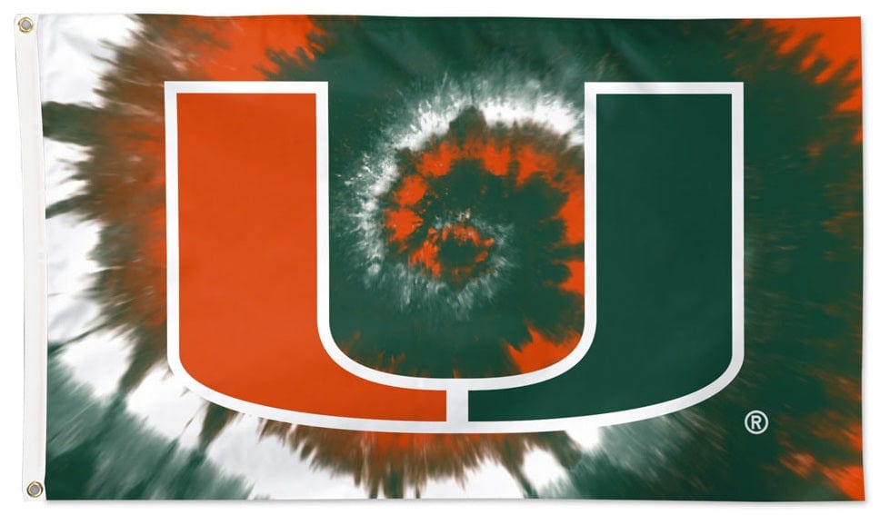 Miami Hurricanes Flag 3x5 Tie Dye Logo heartlandflags