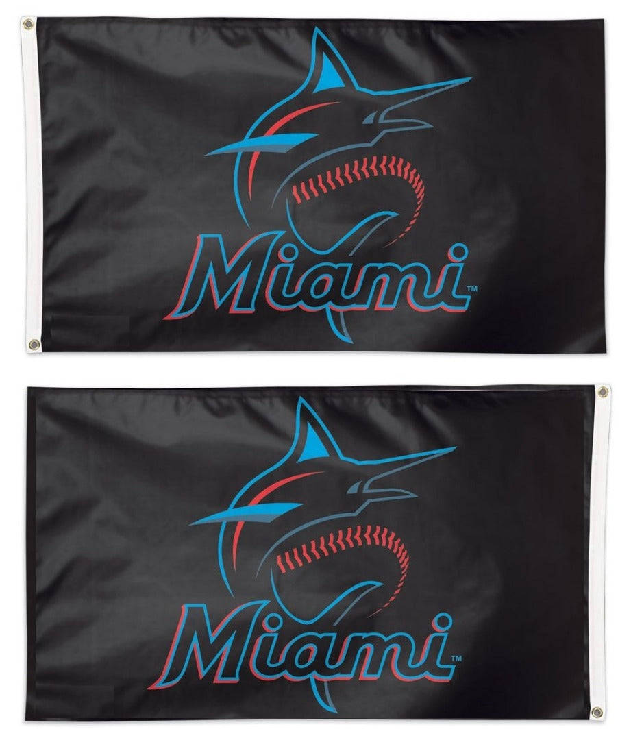 Miami Marlins Flag 3x5 Logo 2 Sided heartlandflags