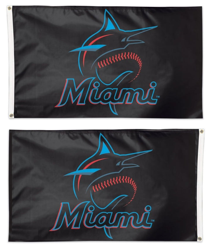 Miami Marlins Flag 3x5 Logo 2 Sided heartlandflags