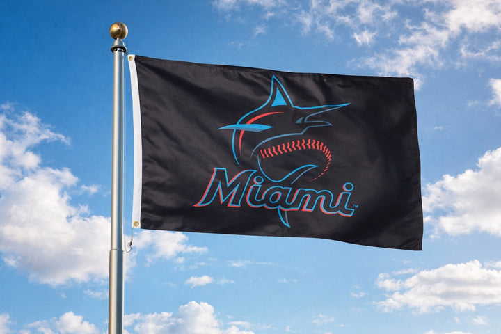 Miami Marlins Flag 3x5 Logo 2 Sided heartlandflags