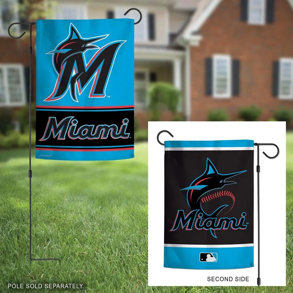 Miami Marlins Garden Flag 2 Sided Logo heartlandflags