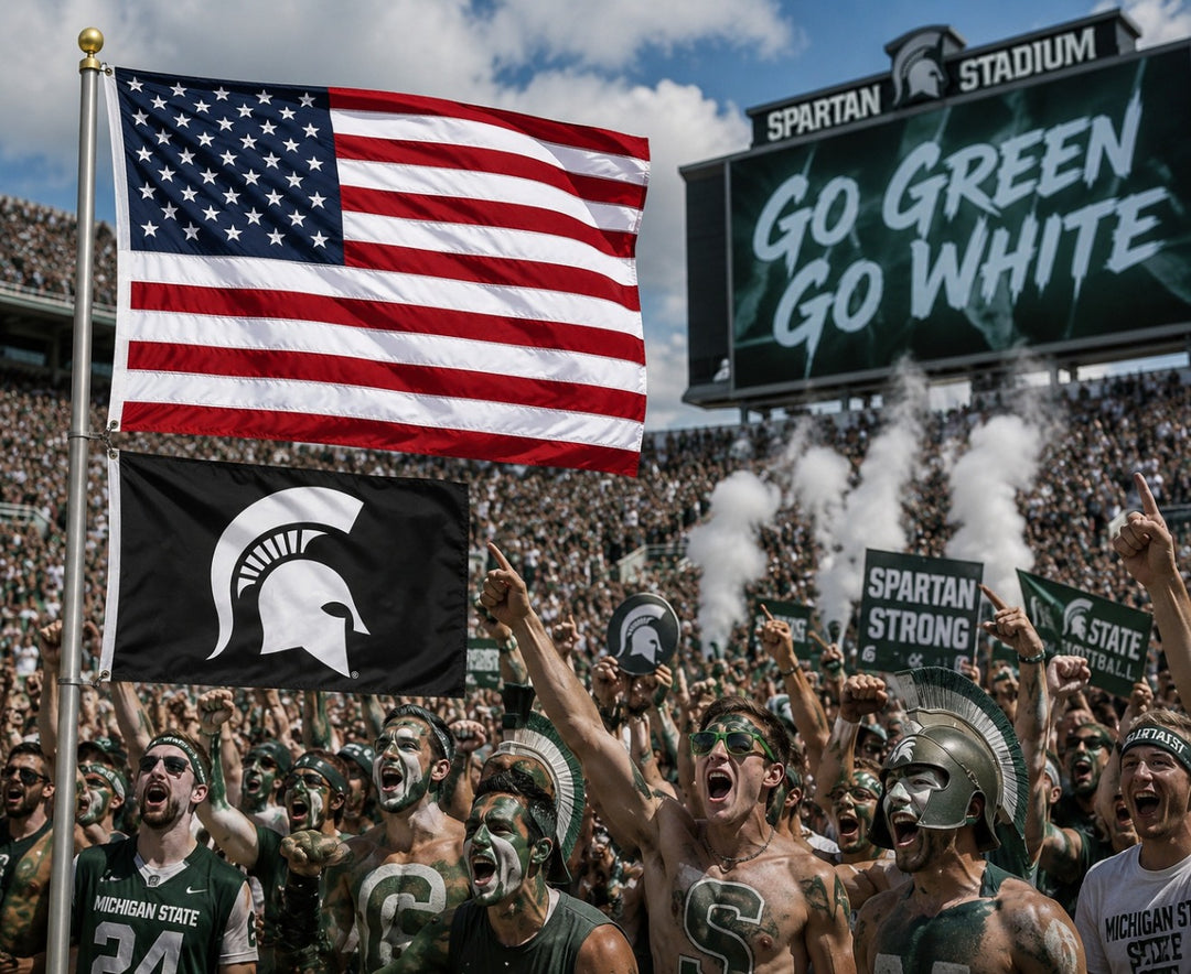 Michigan State 2 Sided Black 3x5 Flag heartlandflags