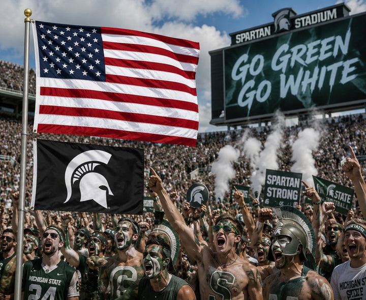 Michigan State 2 Sided Black 3x5 Flag heartlandflags