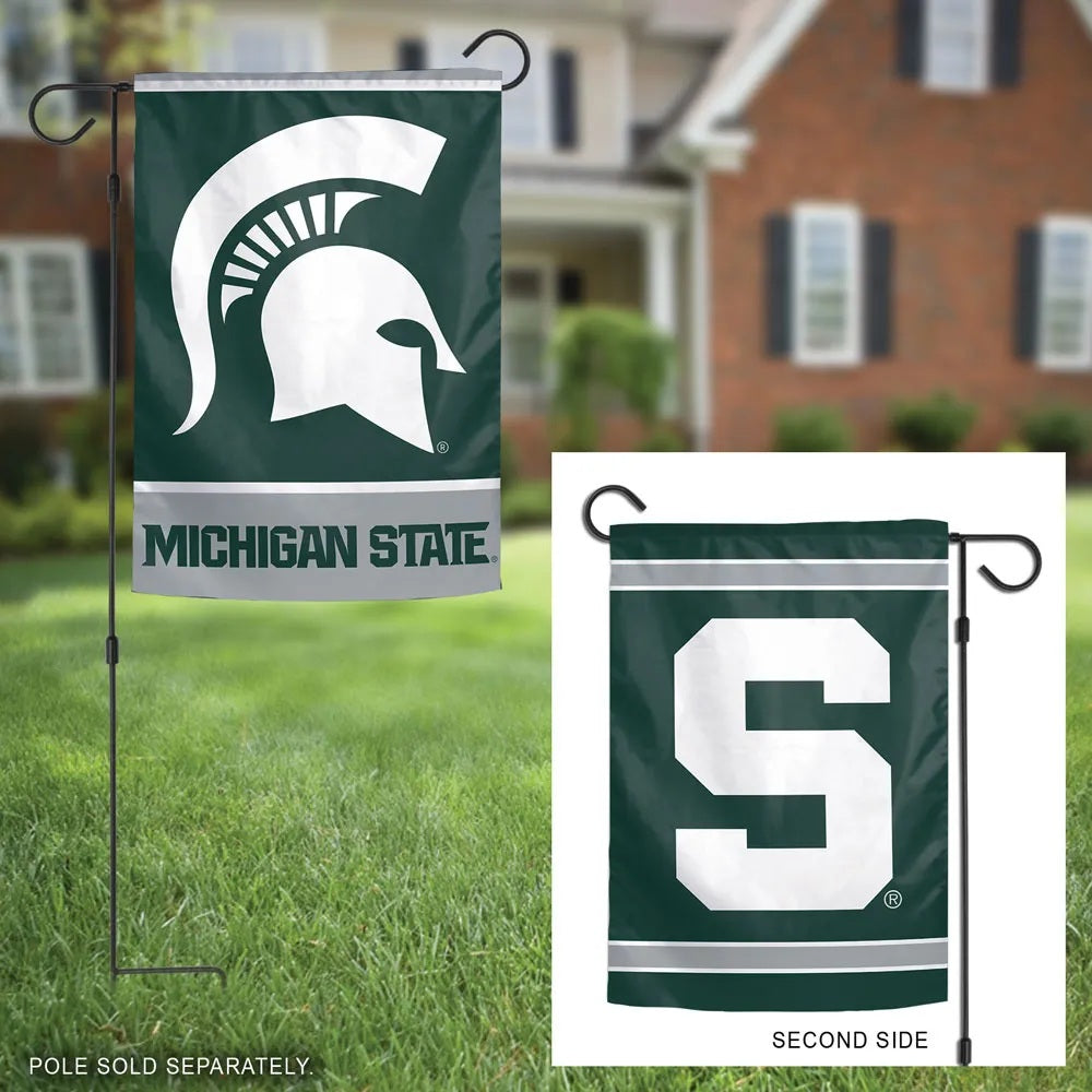 Michigan State Spartans Garden Flag 2 Sided Double Logo heartlandflags