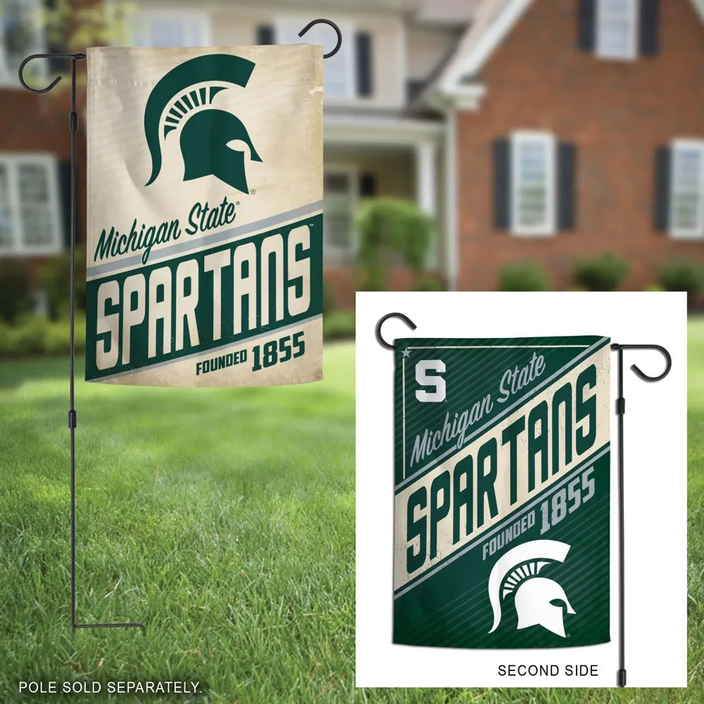 Michigan State Spartans Garden Flag 2 Sided Retro Logo heartlandflags