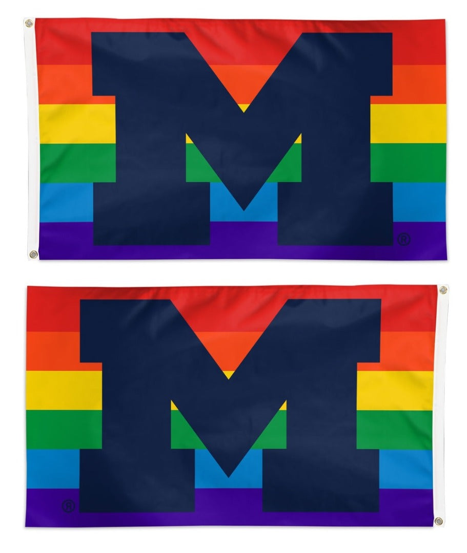 Michigan Wolverines Flag 3x5 Pride Rainbow heartlandflags