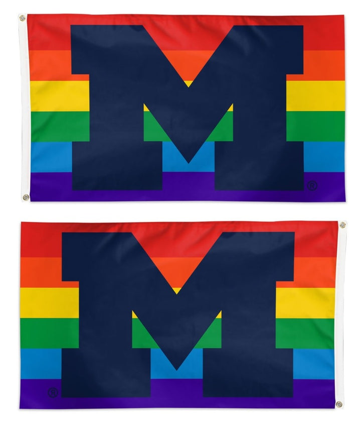 Michigan Wolverines Flag 3x5 Pride Rainbow heartlandflags