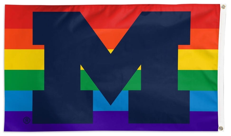 Michigan Wolverines Flag 3x5 Pride Rainbow heartlandflags