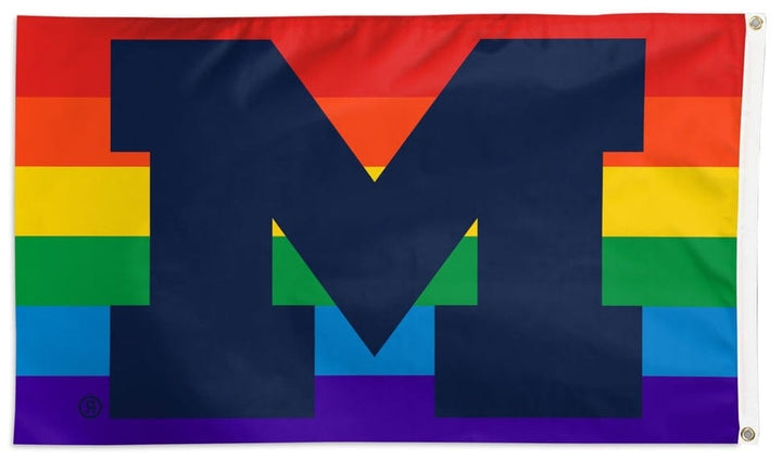 Michigan Wolverines Flag 3x5 Pride Rainbow heartlandflags