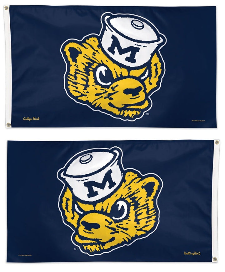 Michigan Wolverines Flag 3x5 Vault Vintage Logo heartlandflags