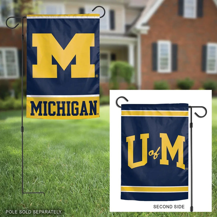Michigan Wolverines Garden Flag 2 Sided Logo heartlandflags