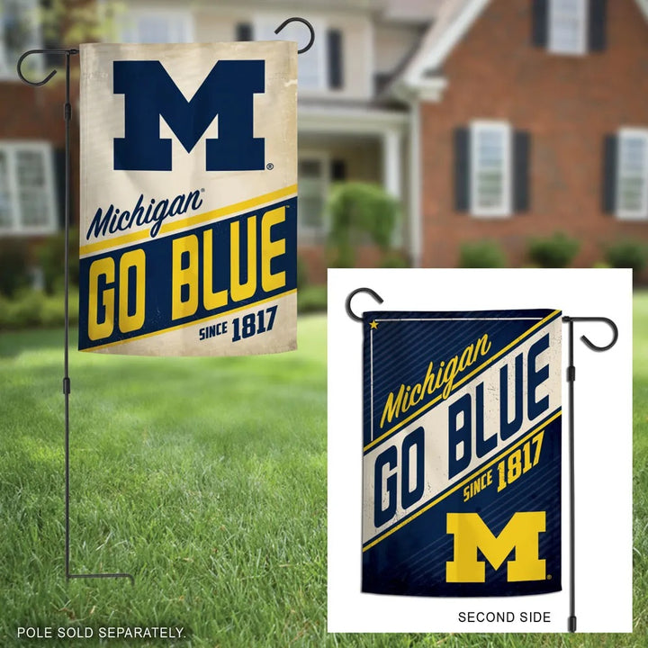 Michigan Wolverines Garden Flag 2 Sided Retro Logo heartlandflags