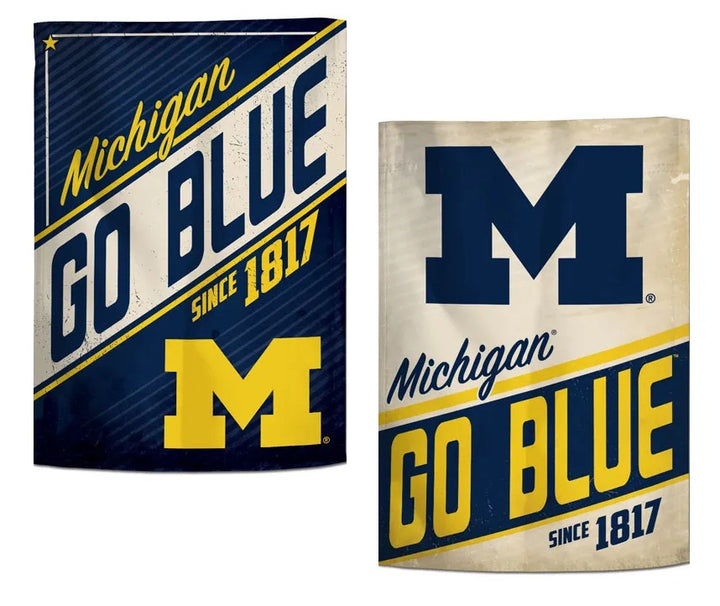 Michigan Wolverines Garden Flag 2 Sided Retro Logo heartlandflags