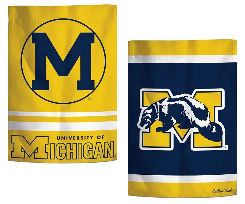 Michigan Wolverines Garden Flag 2 Sided Vintage Classic Logo heartlandflags