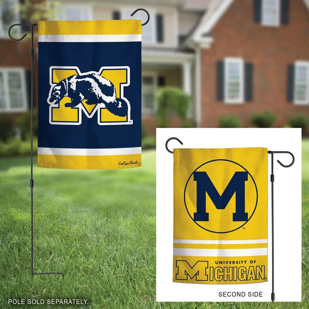 Michigan Wolverines Garden Flag 2 Sided Vintage Classic Logo heartlandflags
